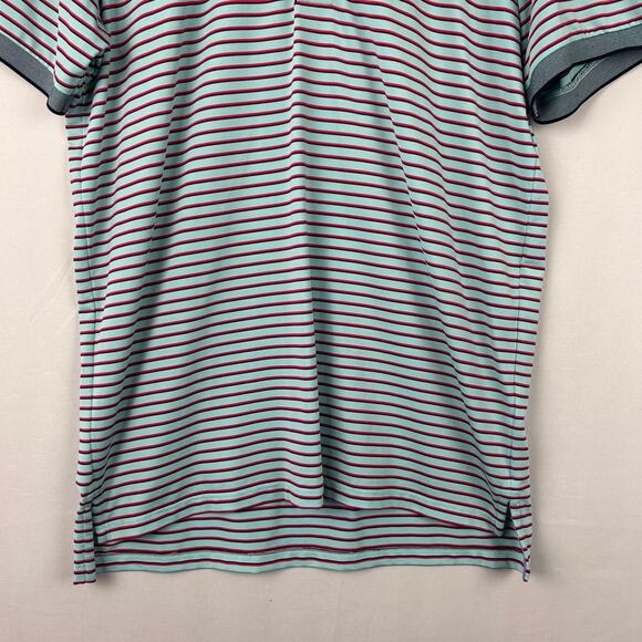 Greyson Striped Polo Short Sleeve Shirt Golf Course Logo Blue Men's Size M - Picture 3 of 10